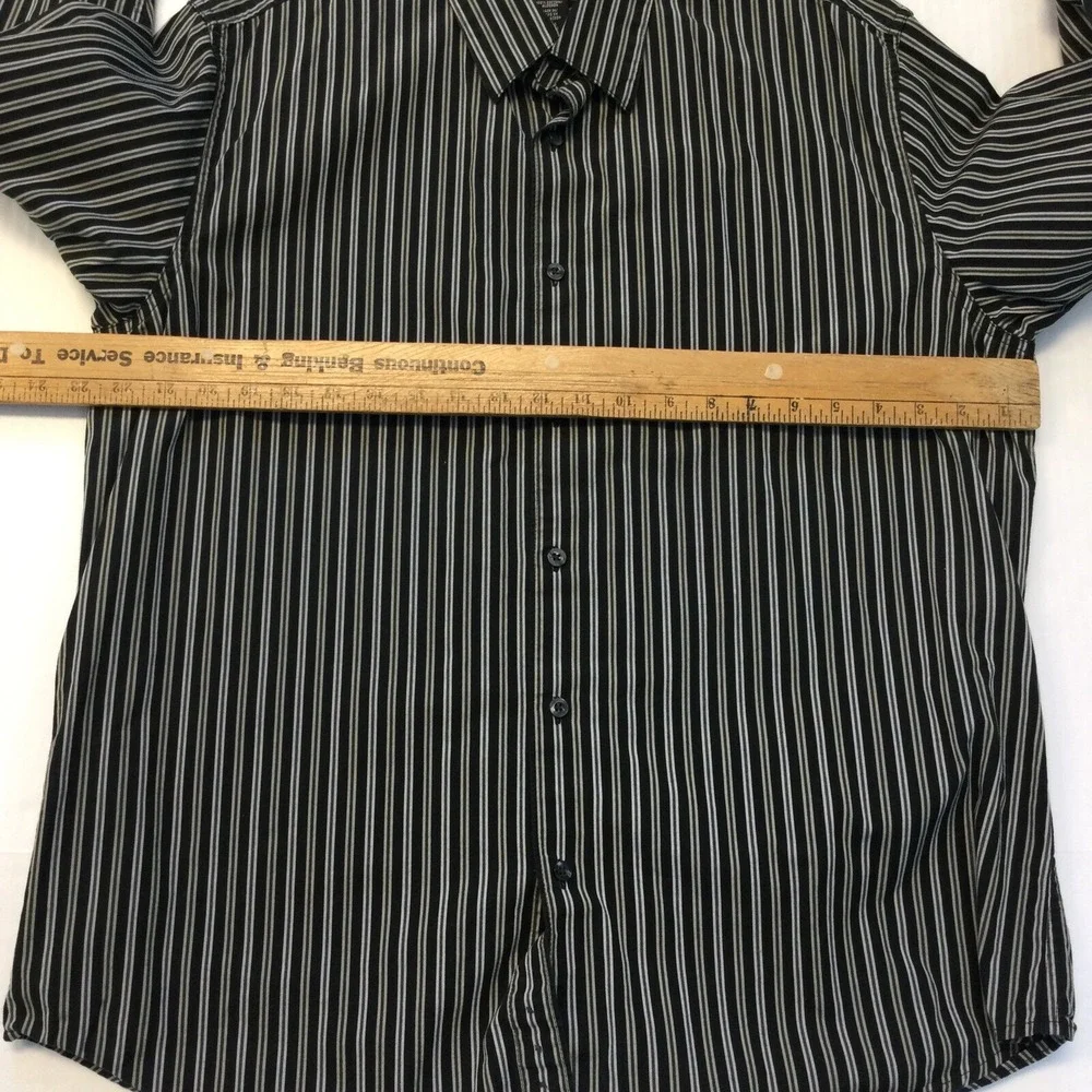 Structure premium Woven 100%‎ Cotton Button Up Striped Long Sleeve Career/Casual